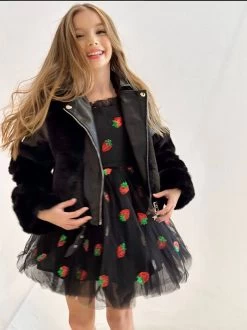 Black Sequin Strawberry Tulle Dress