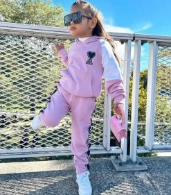 Lola + The Boys 39 Ace Of Hearts Pink Jogger Set