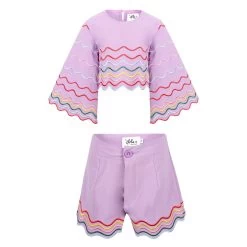 Rainbow Wave Short Set Purple -Lola + The Boys set rainbow wave short purple lola the boys 29618394890342