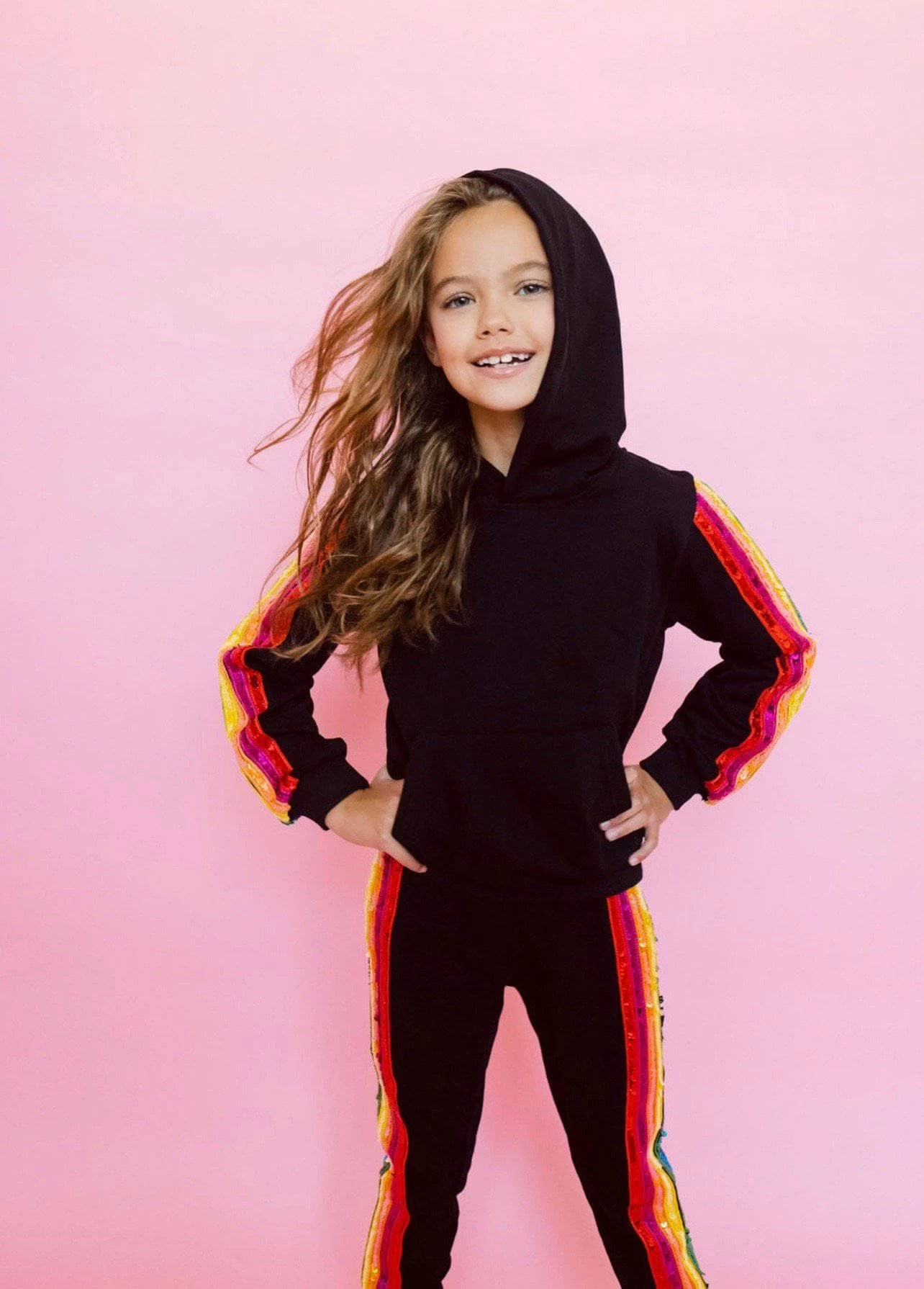 Sequin Rainbow Hoodie Track Set 3 Sequin Rainbow Hoodie Track Set