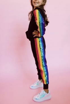 Sequin Rainbow Hoodie Track Set 13 Sequin Rainbow Hoodie Track Set -Lola + The Boys set sequin rainbow hoodie track set lola the boys 28377457852518
