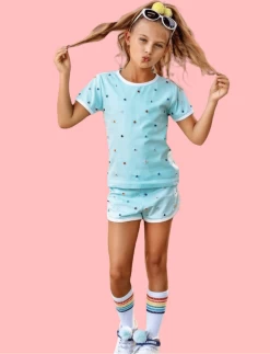Women’s Baby Blue Rainbow Gem Short Set -Lola + The Boys set women s baby blue rainbow gem short set lola the boys 29115952824422