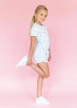 Women’s Baby Blue Rainbow Gem Short Set -Lola + The Boys set women s baby blue rainbow gem short set lola the boys 29115952922726