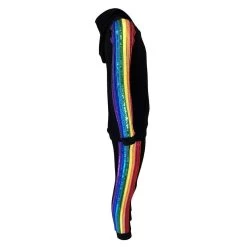 Women's Sequin Rainbow Hoodie Track Set -Lola + The Boys set women s sequin rainbow hoodie track set lola the boys 29100545310822