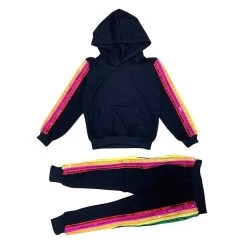 Women's Sequin Rainbow Hoodie Track Set -Lola + The Boys set women s sequin rainbow hoodie track set lola the boys 29100545376358