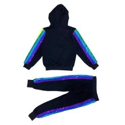 Women's Sequin Rainbow Hoodie Track Set -Lola + The Boys set women s sequin rainbow hoodie track set lola the boys 29100545409126