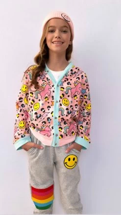 Happy Emoji Unicorn Cardigan -Lola + The Boys shirts tops happy emoji unicorn cardigan lola the boys 29283841343590