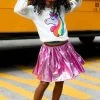 Magenta Rainbow Foil Skirt -Lola + The Boys skirts magenta rainbow foil skirt lola the boys 28325962088550