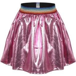 Magenta Rainbow Foil Skirt -Lola + The Boys skirts magenta rainbow foil skirt lola the boys 29618473599078