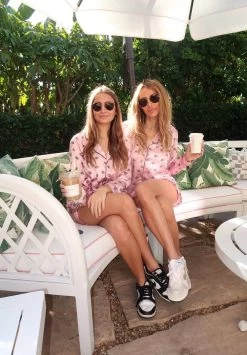 Evil Eye Silk Long Sleeve Short Set -Lola + The Boys sleepwear loungewear evil eye silk long sleeve short set lola the boys 29542831521894