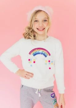 Happy Cloud Fuzzy Sweater -Lola + The Boys sweaters sweatshirts happy cloud fuzzy sweater lola the boys 28658369298534