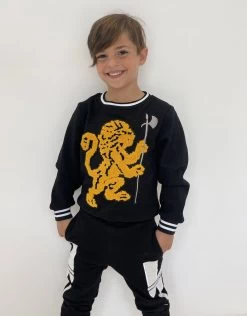 Lion's Crest Navy Crewneck -Lola + The Boys sweaters sweatshirts lions crest navy crewneck lola the boys 28485042143334