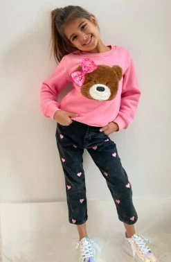 Teddy Bow Sweatshirt -Lola + The Boys sweaters sweatshirts teddy bow sweatshirt lola the boys 28428725649510
