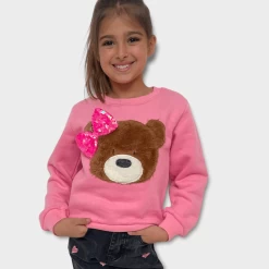 Teddy Bow Sweatshirt -Lola + The Boys sweaters sweatshirts teddy bow sweatshirt lola the boys 28428737347686