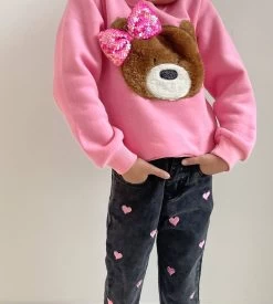 Teddy Bow Sweatshirt -Lola + The Boys sweaters sweatshirts teddy bow sweatshirt lola the boys 28428746293350