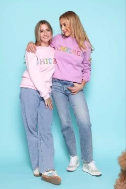 Women's Chicago Gem Sweatshirt - Lavender -Lola + The Boys sweaters sweatshirts women s chicago gem sweatshirt lavender lola the boys 29669696438374