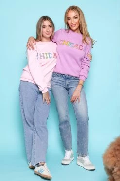 Women's Chicago Gem Sweatshirt - Lavender -Lola + The Boys sweaters sweatshirts women s chicago gem sweatshirt lavender lola the boys 29669696471142