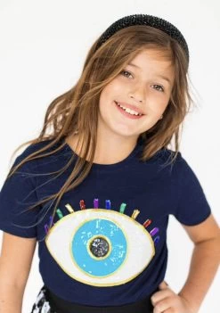 Navy Rainbow Evil Eye Tee