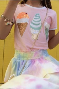 Peach Ice Cream Ringer T-Shirt -Lola + The Boys tees peach ice cream ringer t shirt lola the boys 28302709194854