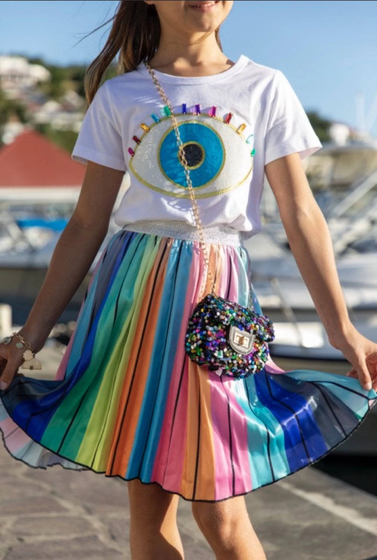 White Rainbow Evil Eye Tee 5 White Rainbow Evil Eye Tee - Image 3