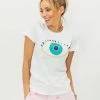 Women's White Rainbow Evil Eye Tee 1 Women's White Rainbow Evil Eye Tee -Lola + The Boys tees women s white rainbow evil eye tee lola the boys 29500113649766