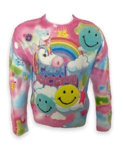 Tie Dye Patch Unicorn Sweater -Lola + The Boys tie dye patch unicorn sweater lola the boys 29459900039270
