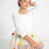 Gem Queen Puff Sleeve Blouse White -Lola + The Boys top gem queen puff sleeve blouse lola the boys 28788376076390