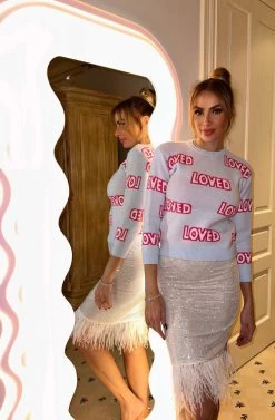 Women’s Crystal Feather Midi Skirt