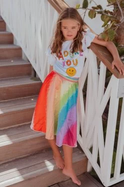 Women’s Painted Rainbow Midi Skirt -Lola + The Boys women s painted rainbow midi skirt lola the boys 29605893931110