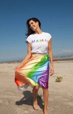 Women’s Painted Rainbow Midi Skirt -Lola + The Boys women s painted rainbow midi skirt lola the boys 29605898748006