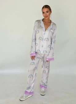 Women's Rainbow Feather Silky Pajamas