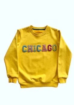 Womens Chicago Gem Sweatshirt - Yellow -Lola + The Boys womens chicago gem sweatshirt yellow lola the boys 29500343222374