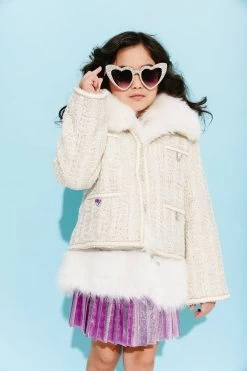 Womens Snow White Tweed Coat -Lola + The Boys womens snow white tweed coat lola the boys 29500279947366