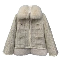 Womens Snow White Tweed Coat -Lola + The Boys womens snow white tweed coat lola the boys 29500280242278