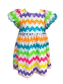 Zig Zag Rainbow Sequin Dress -Lola + The Boys zig zag rainbow sequin dress lola the boys 29602681815142