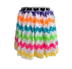 Zig Zag Rainbow Sequin Skirt